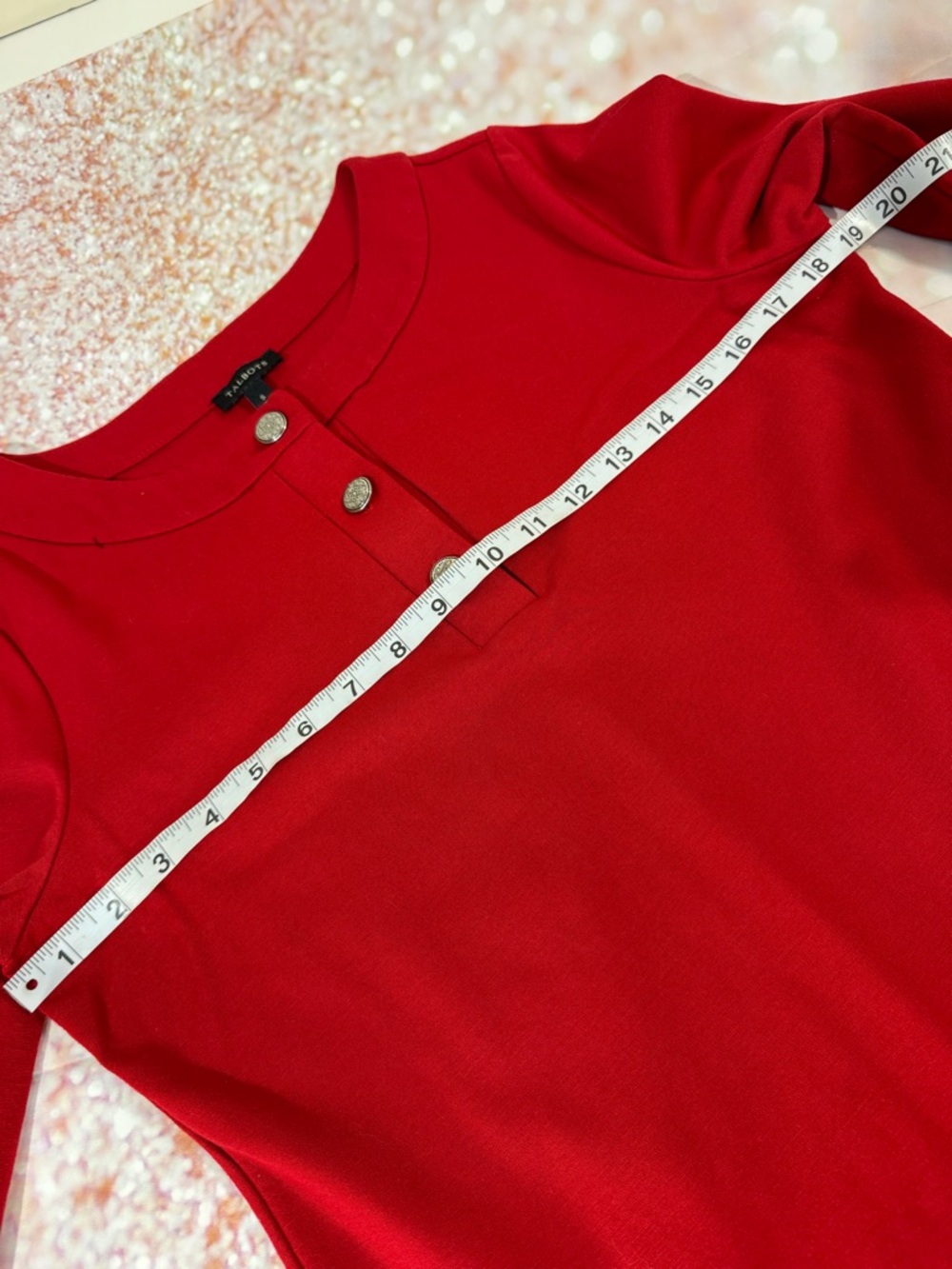 Talbots Red Button-Placket 3/4 Sleeve Top Small - Picture 4 of 8